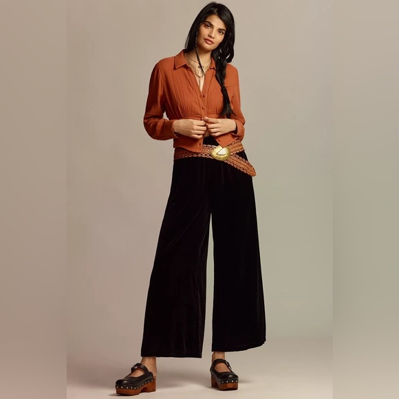 NWT! Anthropolgie Black The Somerset Pants: Velvet Edition - Size XL 🐚 - Picture 1 of 5